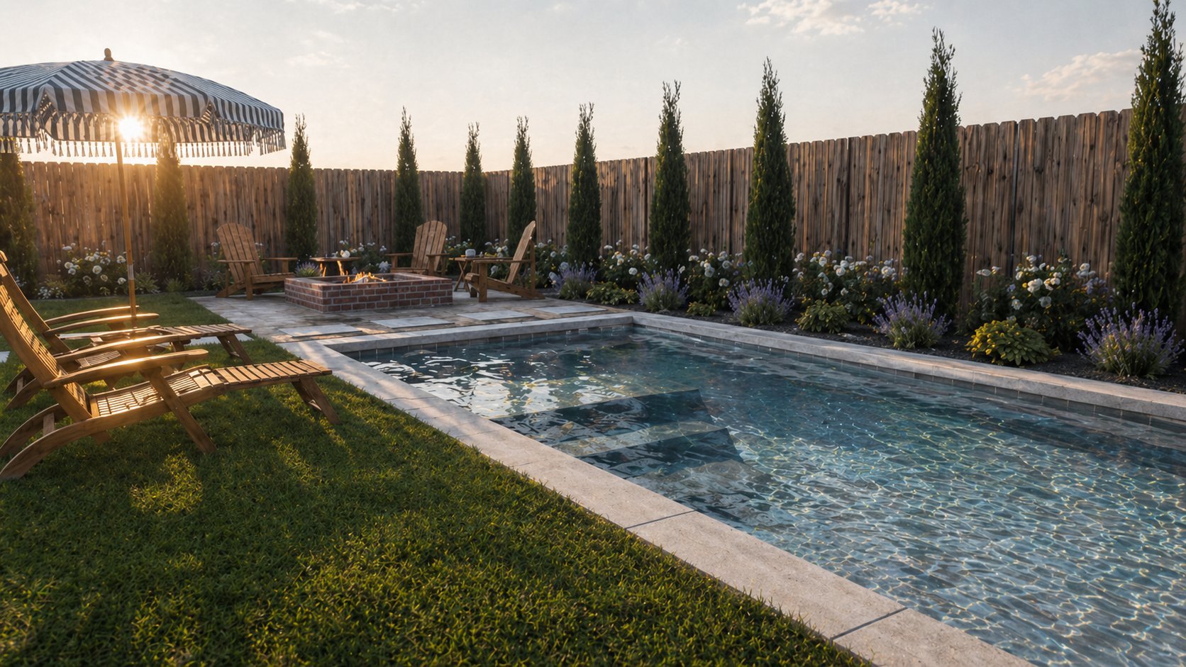 Sierra Pool Co. pool with wood-burning fire pit
